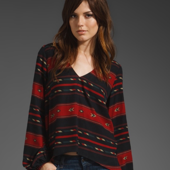 Planet Blue Tops - Planet Blue - Blu Moon Najavo Blouse Tencel/Tribal